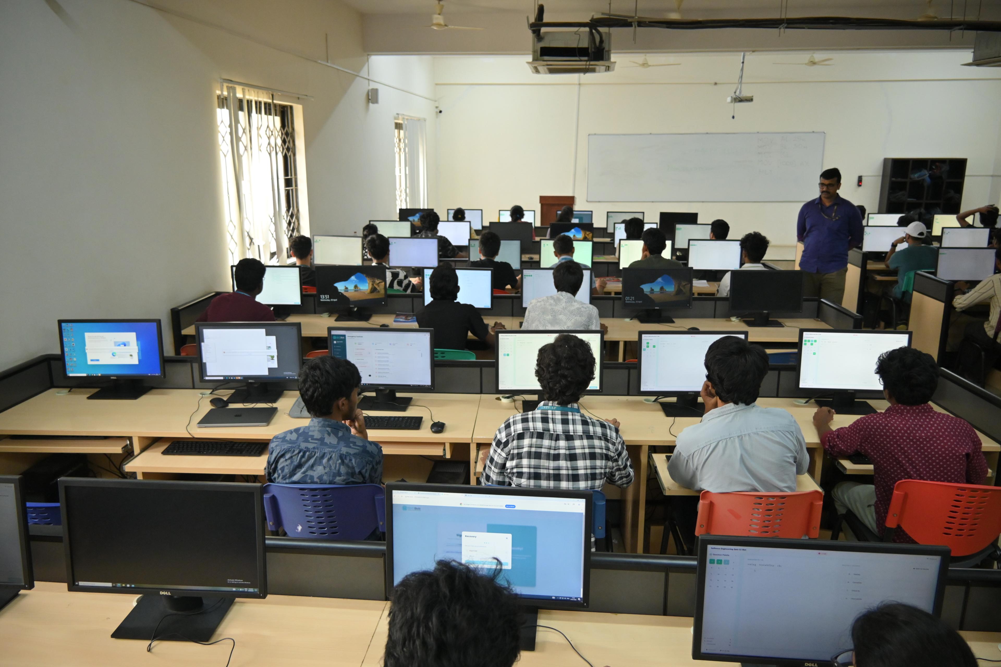Computer lab with students engaged in learning