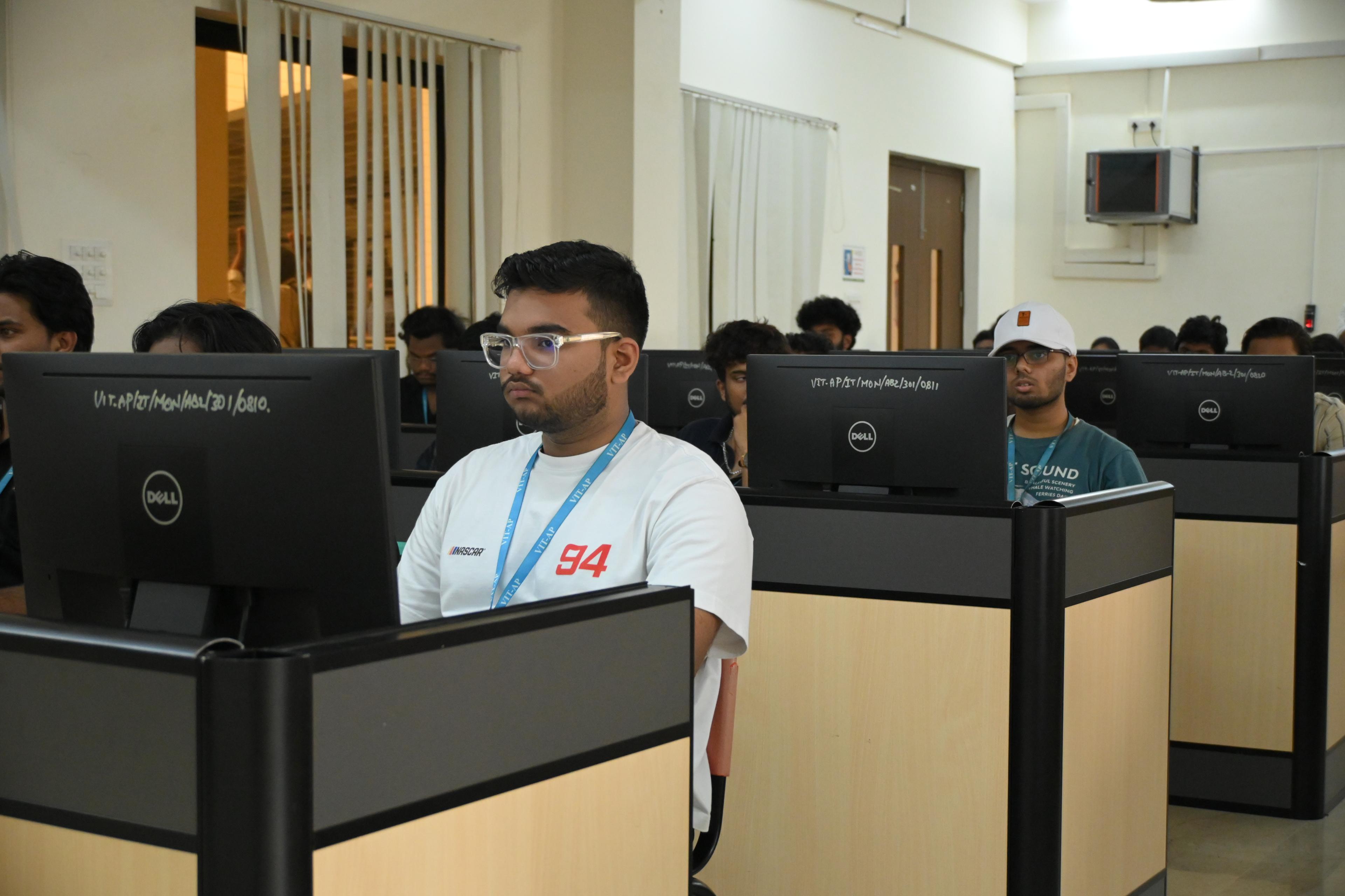 Students working at workstations