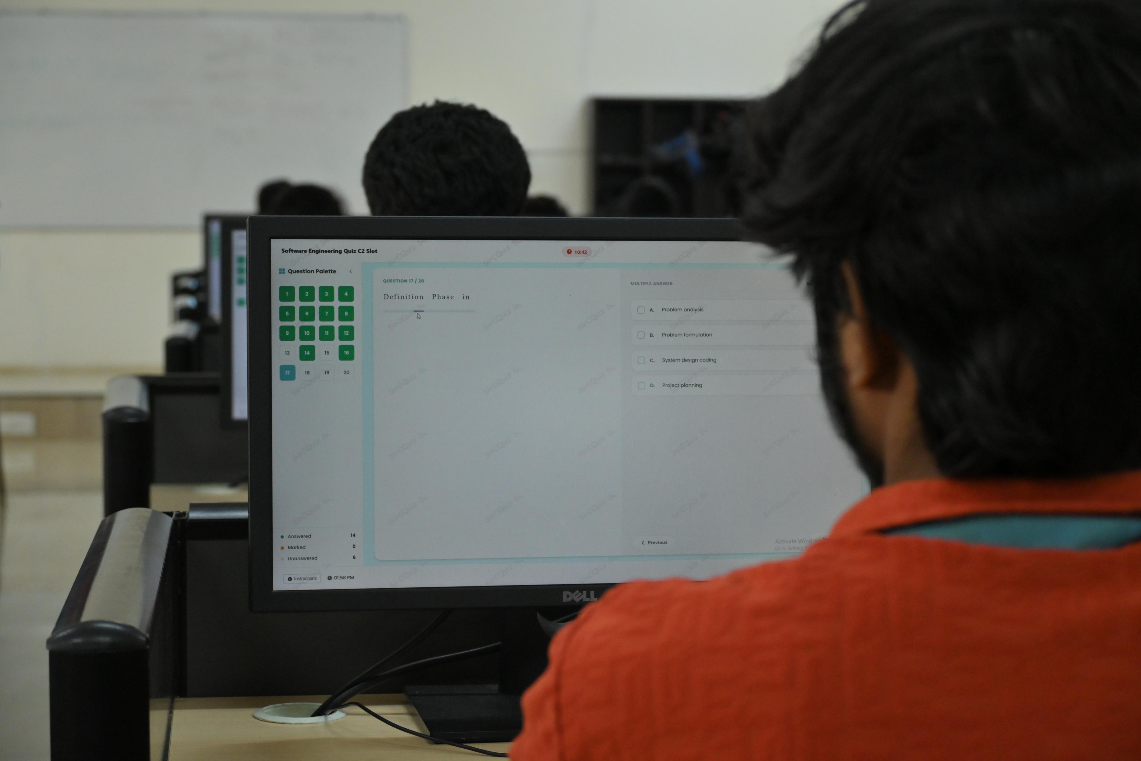 Student using AEAEA's quiz platform on computer